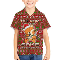 Oh For Fox Sake Christmas Family Matching Short Sleeve Bodycon Dress and Hawaiian Shirt Xmas Holiday Patterns - Wonder Print Shop