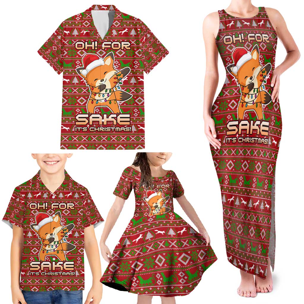 Oh For Fox Sake Christmas Family Matching Tank Maxi Dress and Hawaiian Shirt Xmas Holiday Patterns - Wonder Print Shop