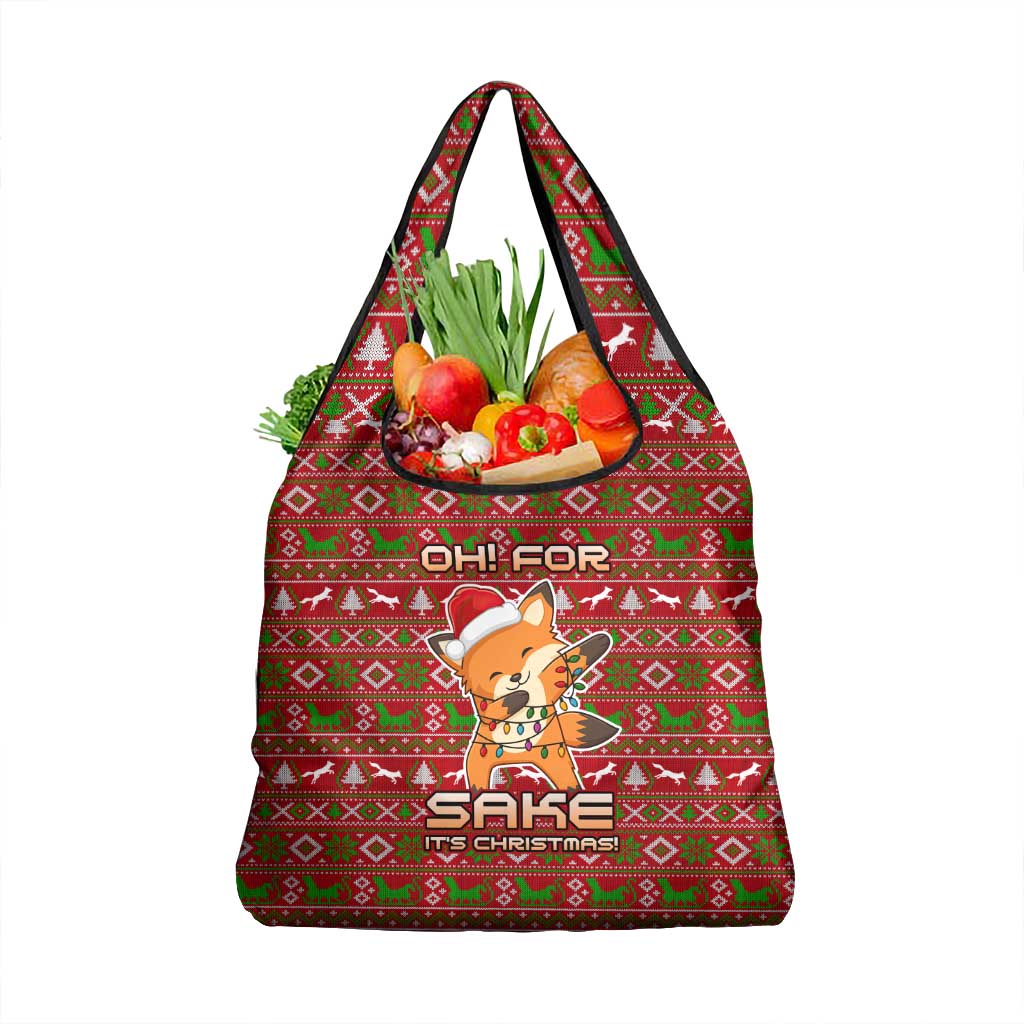 Oh For Fox Sake Christmas Grocery Bag Xmas Holiday Patterns - Wonder Print Shop
