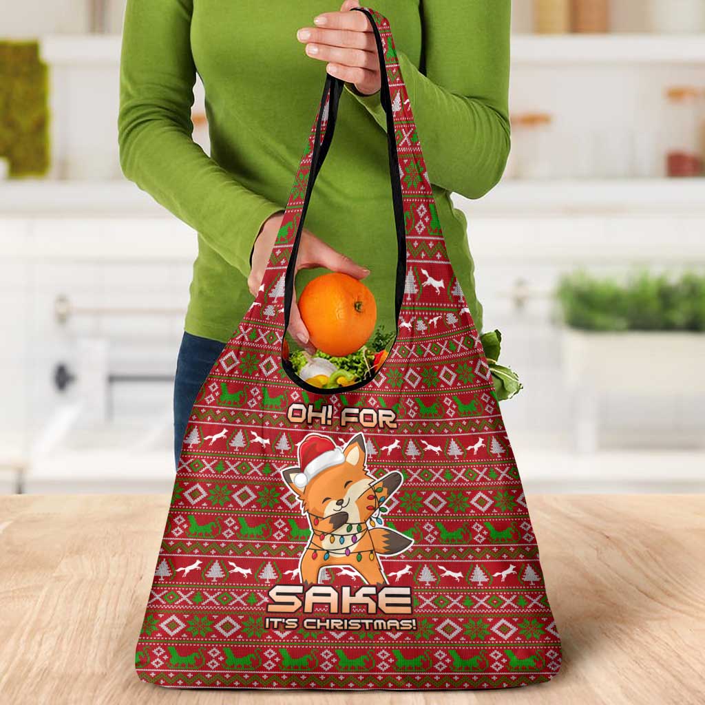 Oh For Fox Sake Christmas Grocery Bag Xmas Holiday Patterns - Wonder Print Shop