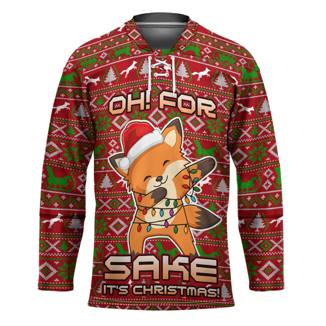 Oh For Fox Sake Christmas Hockey Jersey Xmas Holiday Patterns - Wonder Print Shop