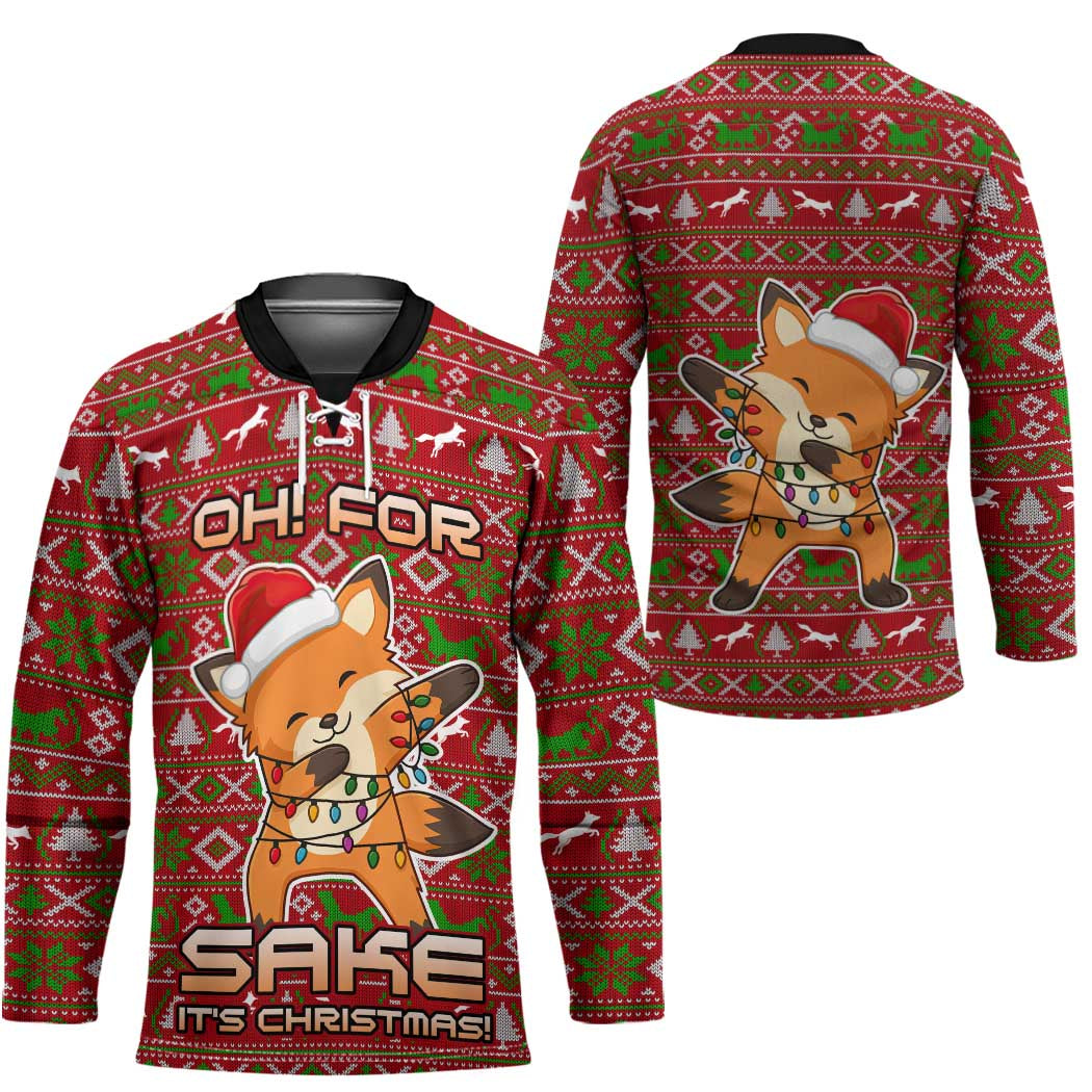 Oh For Fox Sake Christmas Hockey Jersey Xmas Holiday Patterns - Wonder Print Shop