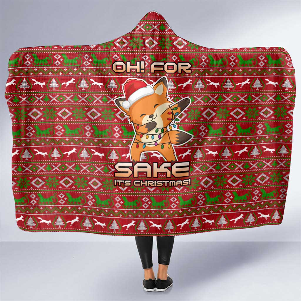 Oh For Fox Sake Christmas Hooded Blanket Xmas Holiday Patterns - Wonder Print Shop