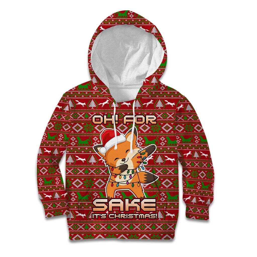 Oh For Fox Sake Christmas Kid Hoodie Xmas Holiday Patterns - Wonder Print Shop
