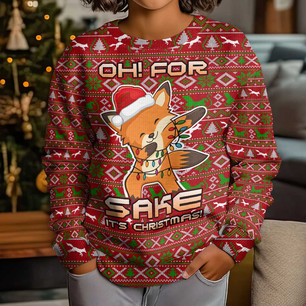 Oh For Fox Sake Christmas Kid Ugly Christmas Sweater Xmas Holiday Patterns - Wonder Print Shop