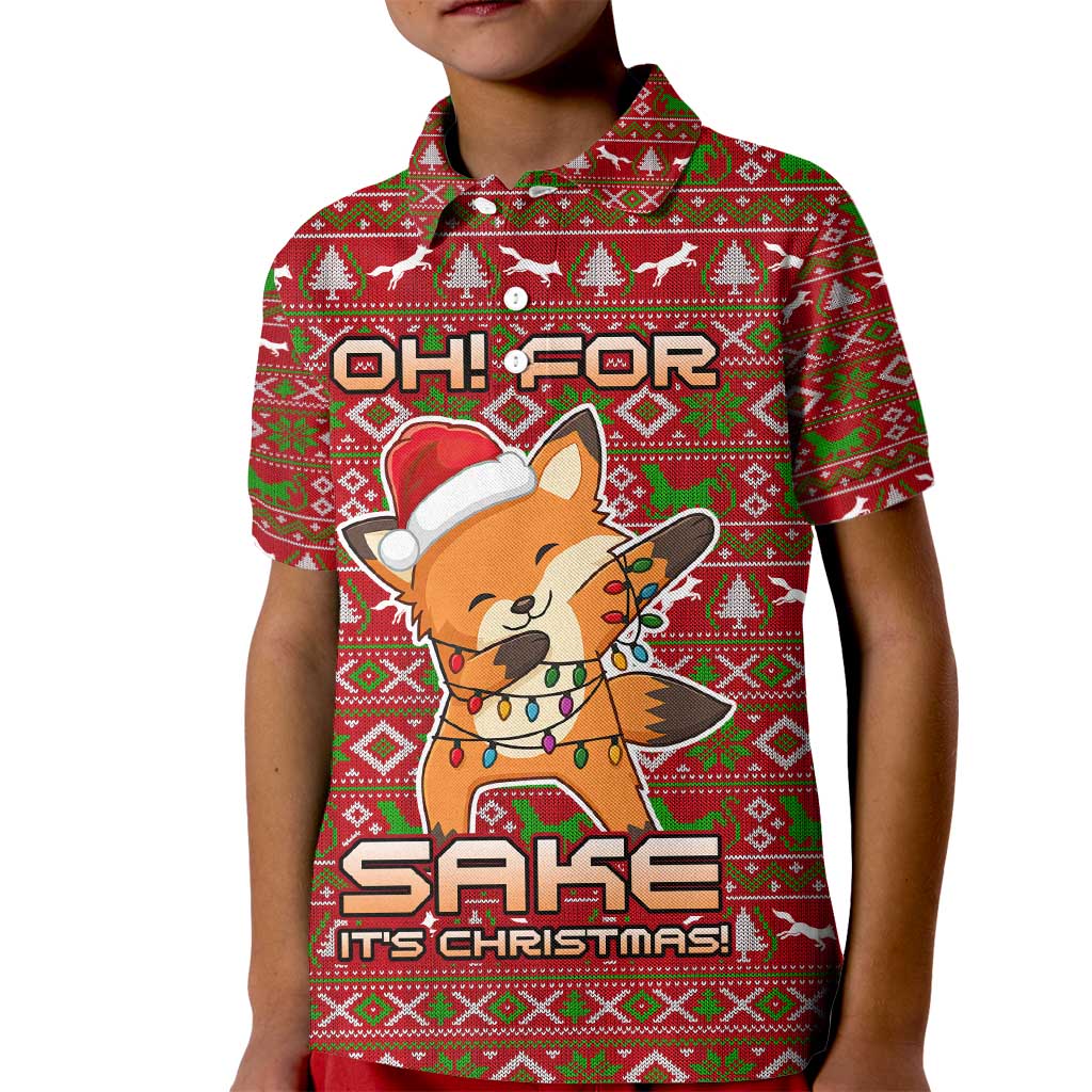Oh For Fox Sake Christmas Kid Polo Shirt Xmas Holiday Patterns - Wonder Print Shop