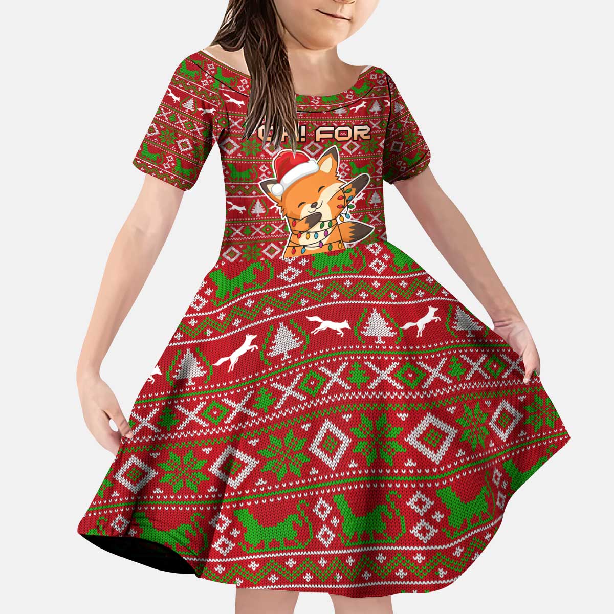 Oh For Fox Sake Christmas Kid Short Sleeve Dress Xmas Holiday Patterns - Wonder Print Shop