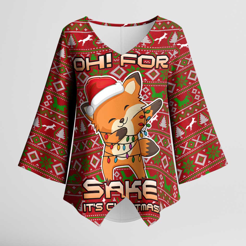 Oh For Fox Sake Christmas Kimono Sleeve Blouse Xmas Holiday Patterns - Wonder Print Shop