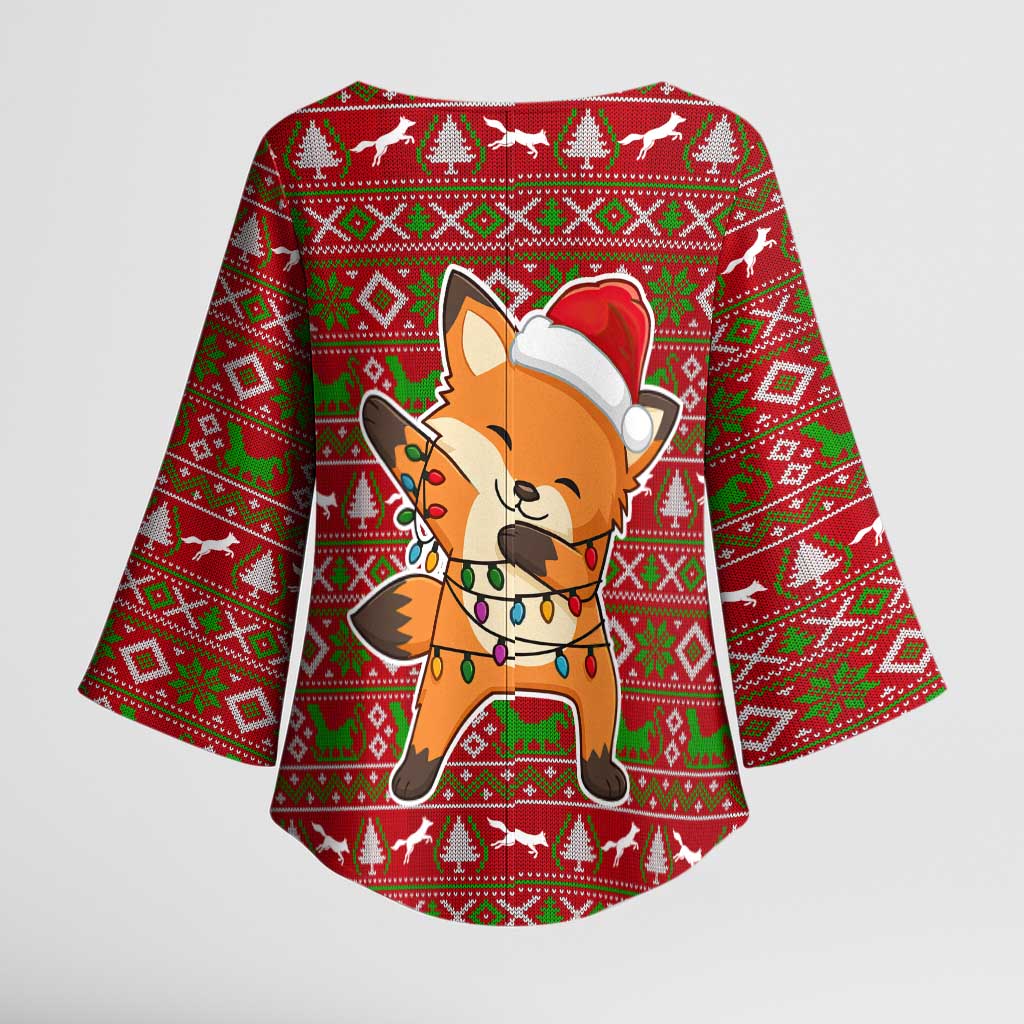 Oh For Fox Sake Christmas Kimono Sleeve Blouse Xmas Holiday Patterns - Wonder Print Shop
