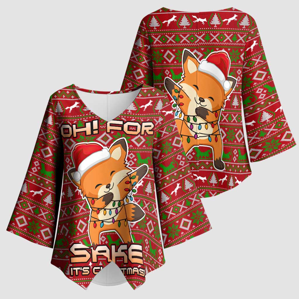 Oh For Fox Sake Christmas Kimono Sleeve Blouse Xmas Holiday Patterns - Wonder Print Shop