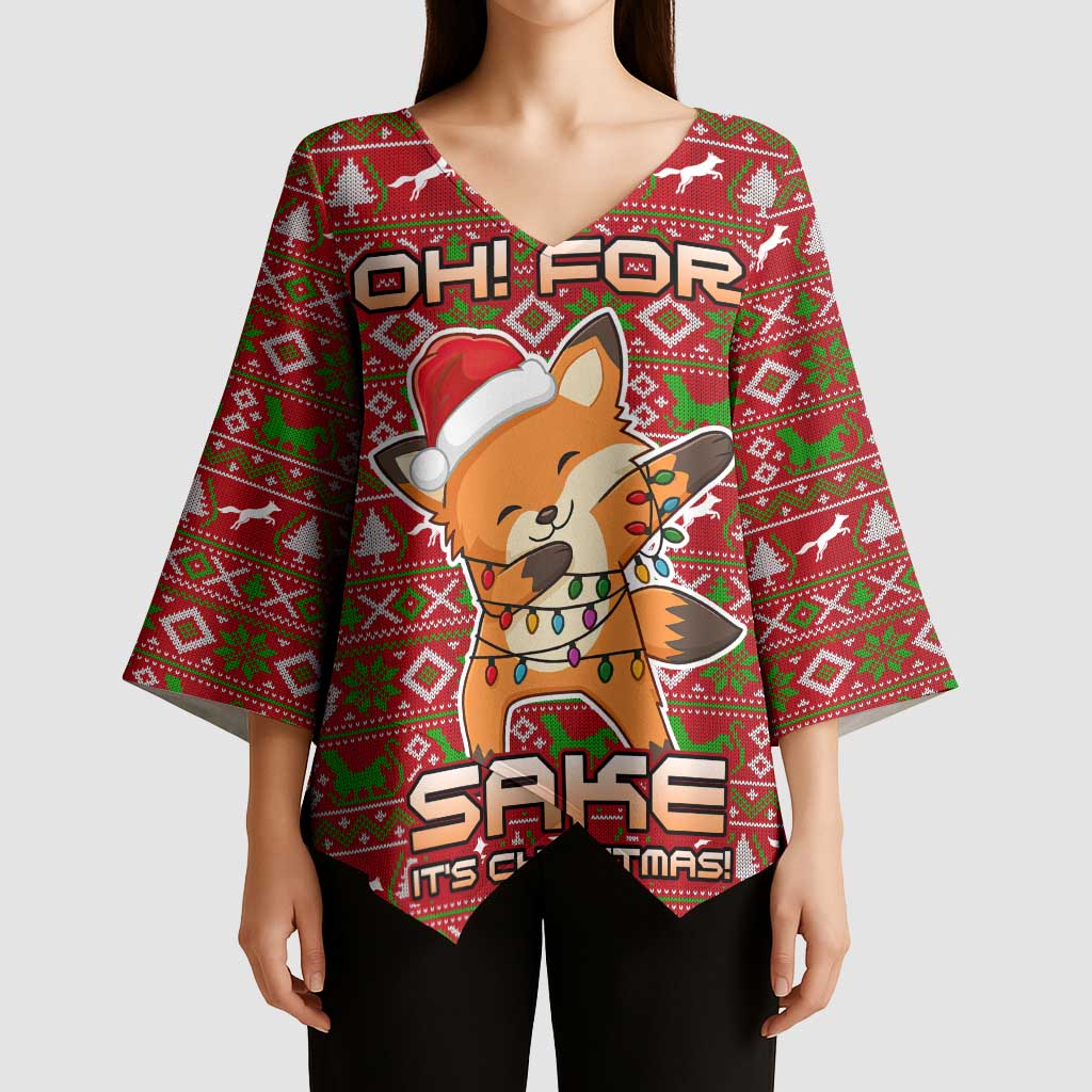 Oh For Fox Sake Christmas Kimono Sleeve Blouse Xmas Holiday Patterns - Wonder Print Shop