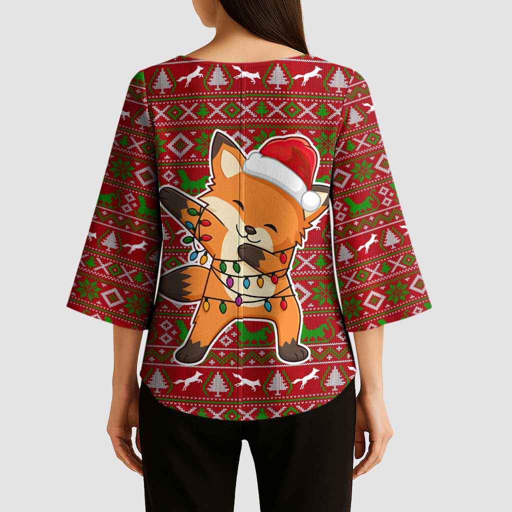 Oh For Fox Sake Christmas Kimono Sleeve Blouse Xmas Holiday Patterns - Wonder Print Shop