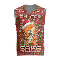 Oh For Fox Sake Christmas Knitted V-Neck Vest Xmas Holiday Patterns - Wonder Print Shop