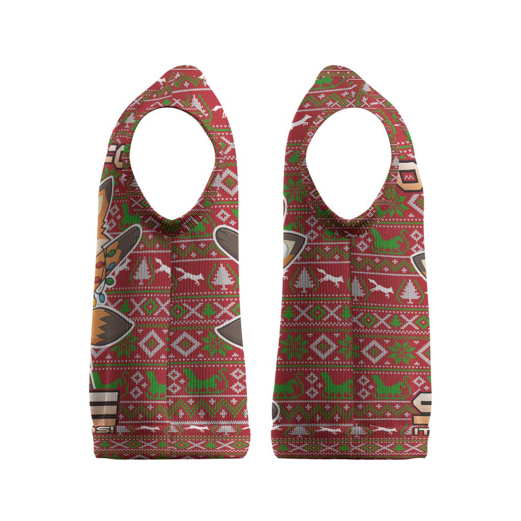 Oh For Fox Sake Christmas Knitted V-Neck Vest Xmas Holiday Patterns - Wonder Print Shop