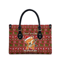 Oh For Fox Sake Christmas Leather Bag Xmas Holiday Patterns - Wonder Print Shop