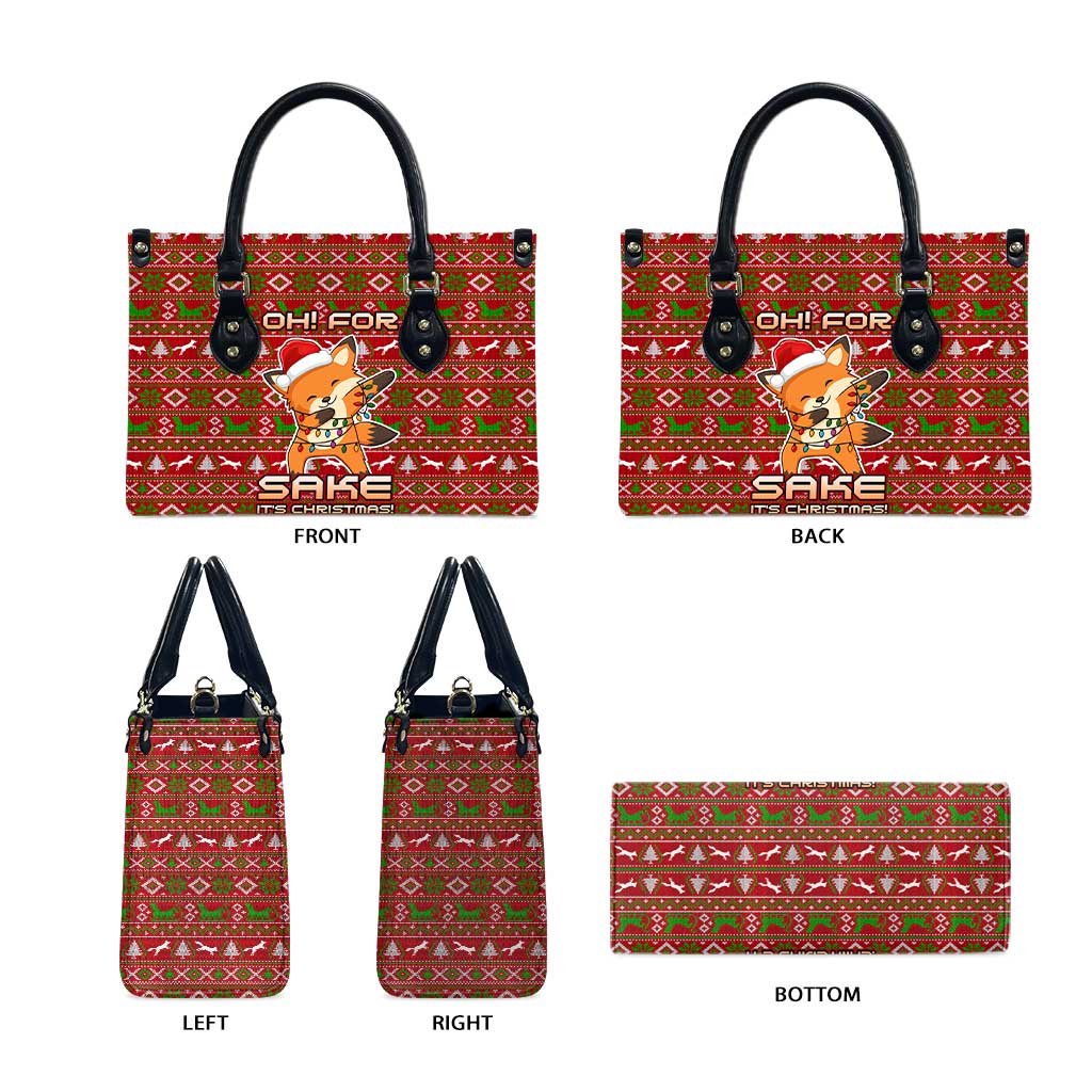 Oh For Fox Sake Christmas Leather Bag Xmas Holiday Patterns - Wonder Print Shop