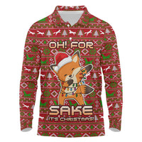 Oh For Fox Sake Christmas Long Sleeve Polo Shirt Xmas Holiday Patterns - Wonder Print Shop