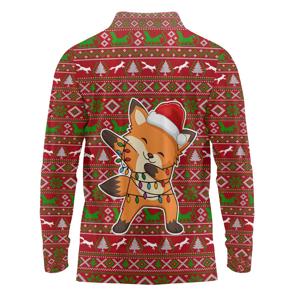 Oh For Fox Sake Christmas Long Sleeve Polo Shirt Xmas Holiday Patterns - Wonder Print Shop
