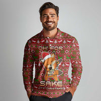 Oh For Fox Sake Christmas Long Sleeve Polo Shirt Xmas Holiday Patterns - Wonder Print Shop