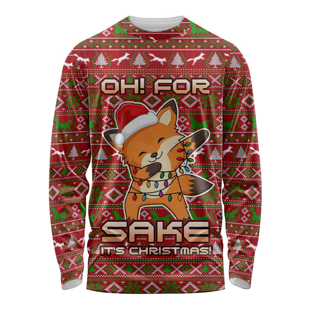 Oh For Fox Sake Christmas Long Sleeve Shirt Xmas Holiday Patterns - Wonder Print Shop