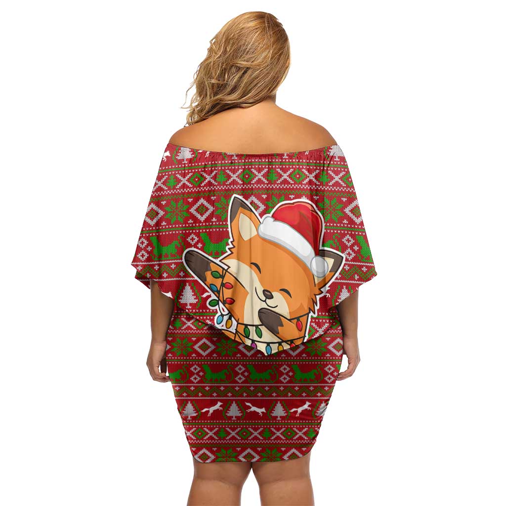 Oh For Fox Sake Christmas Off Shoulder Short Dress Xmas Holiday Patterns - Wonder Print Shop