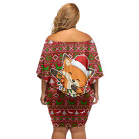Oh For Fox Sake Christmas Off Shoulder Short Dress Xmas Holiday Patterns - Wonder Print Shop