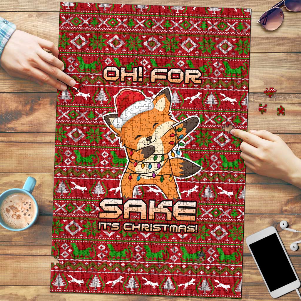 Oh For Fox Sake Christmas Puzzle Xmas Holiday Patterns - Wonder Print Shop