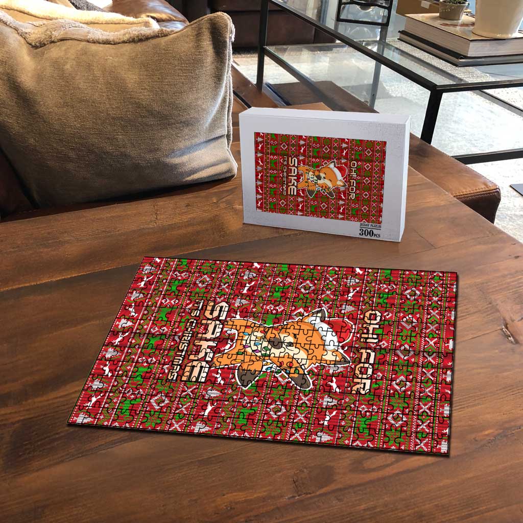 Oh For Fox Sake Christmas Puzzle Xmas Holiday Patterns - Wonder Print Shop