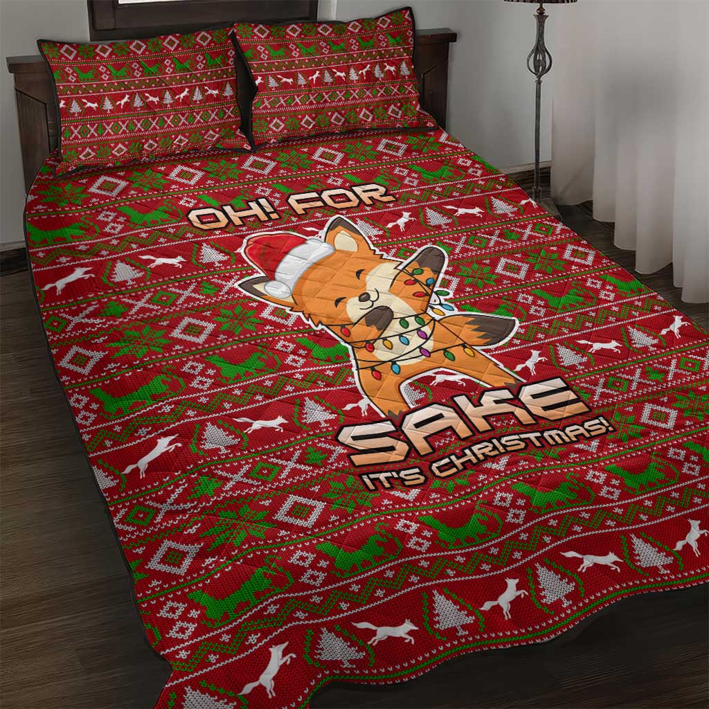 Oh For Fox Sake Christmas Quilt Bed Set Xmas Holiday Patterns - Wonder Print Shop
