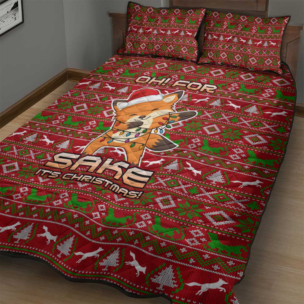 Oh For Fox Sake Christmas Quilt Bed Set Xmas Holiday Patterns - Wonder Print Shop