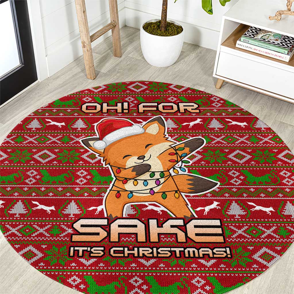 Oh For Fox Sake Christmas Round Carpet Xmas Holiday Patterns - Wonder Print Shop