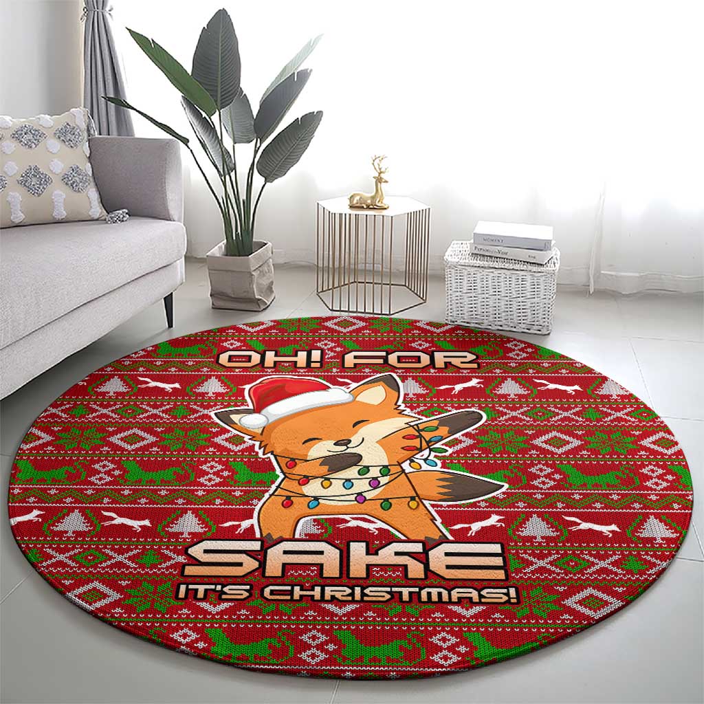 Oh For Fox Sake Christmas Round Carpet Xmas Holiday Patterns - Wonder Print Shop