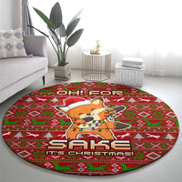 Oh For Fox Sake Christmas Round Carpet Xmas Holiday Patterns - Wonder Print Shop