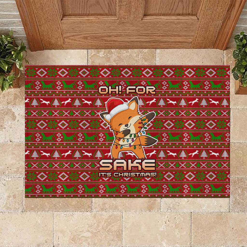 Oh For Fox Sake Christmas Rubber Doormat Xmas Holiday Patterns - Wonder Print Shop