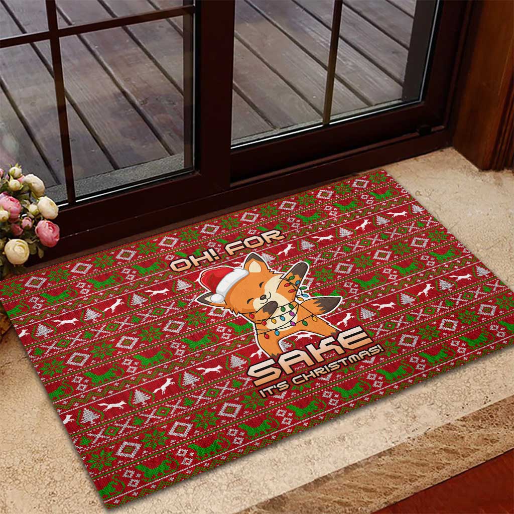 Oh For Fox Sake Christmas Rubber Doormat Xmas Holiday Patterns - Wonder Print Shop