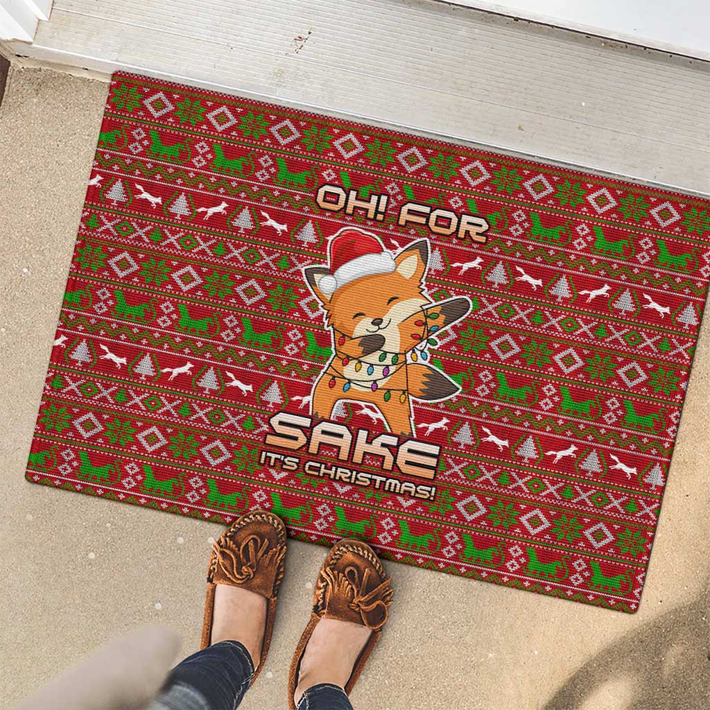 Oh For Fox Sake Christmas Rubber Doormat Xmas Holiday Patterns - Wonder Print Shop