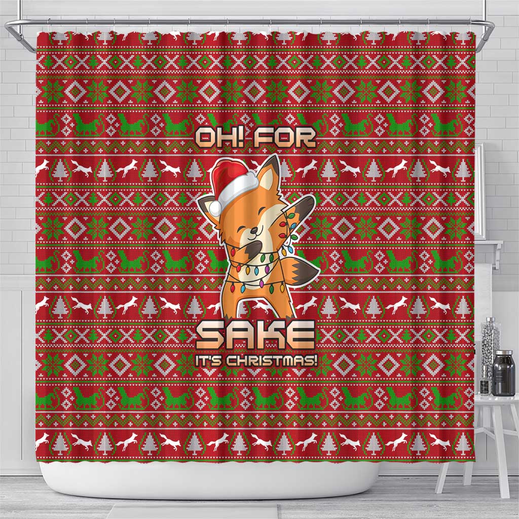 Oh For Fox Sake Christmas Shower Curtain Xmas Holiday Patterns - Wonder Print Shop