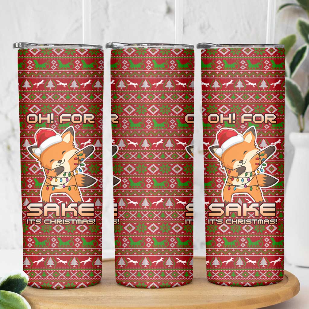 Oh For Fox Sake Christmas Skinny Tumbler Xmas Holiday Patterns - Wonder Print Shop