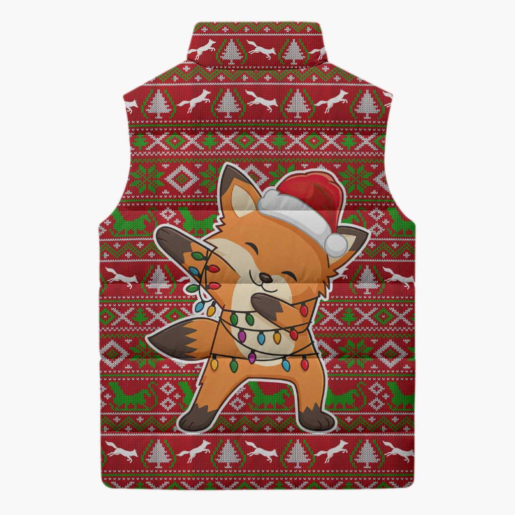Oh For Fox Sake Christmas Sleeveless Puffer Jacket Xmas Holiday Patterns - Wonder Print Shop