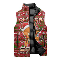 Oh For Fox Sake Christmas Sleeveless Puffer Jacket Xmas Holiday Patterns - Wonder Print Shop