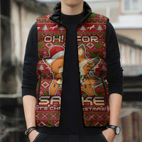 Oh For Fox Sake Christmas Sleeveless Puffer Jacket Xmas Holiday Patterns - Wonder Print Shop