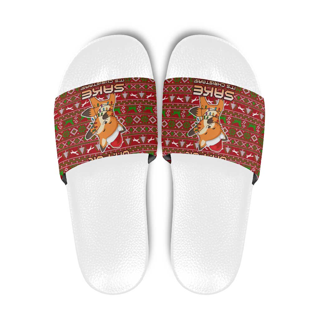 Oh For Fox Sake Christmas Slide Sandals Xmas Holiday Patterns - Wonder Print Shop