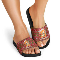 Oh For Fox Sake Christmas Slide Sandals Xmas Holiday Patterns - Wonder Print Shop