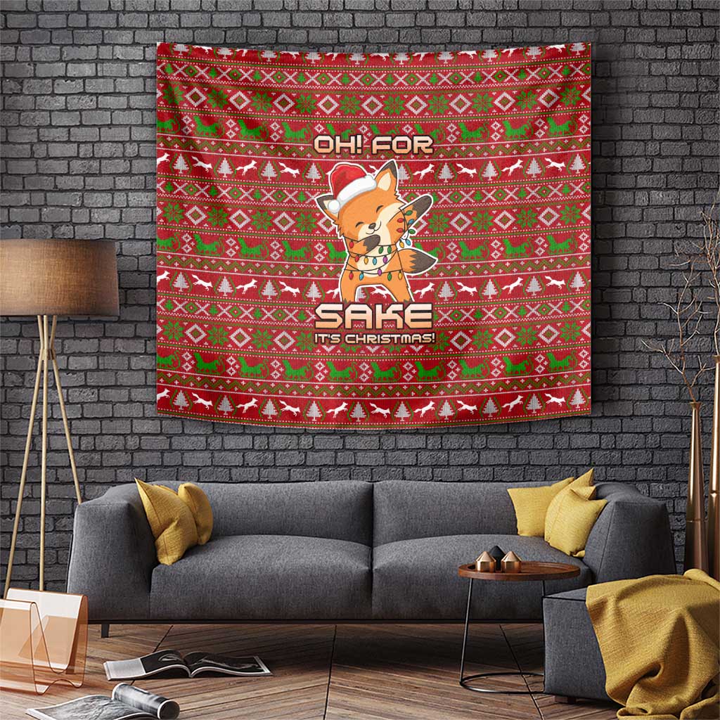 Oh For Fox Sake Christmas Tapestry Xmas Holiday Patterns - Wonder Print Shop