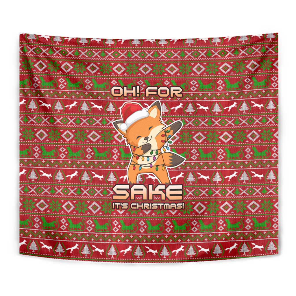 Oh For Fox Sake Christmas Tapestry Xmas Holiday Patterns - Wonder Print Shop