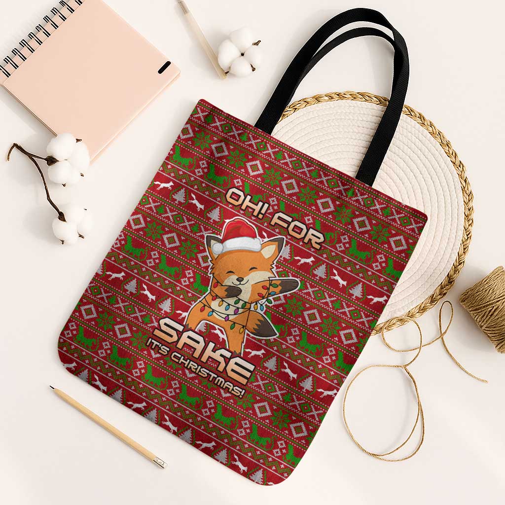 Oh For Fox Sake Christmas Tote Bag Xmas Holiday Patterns - Wonder Print Shop