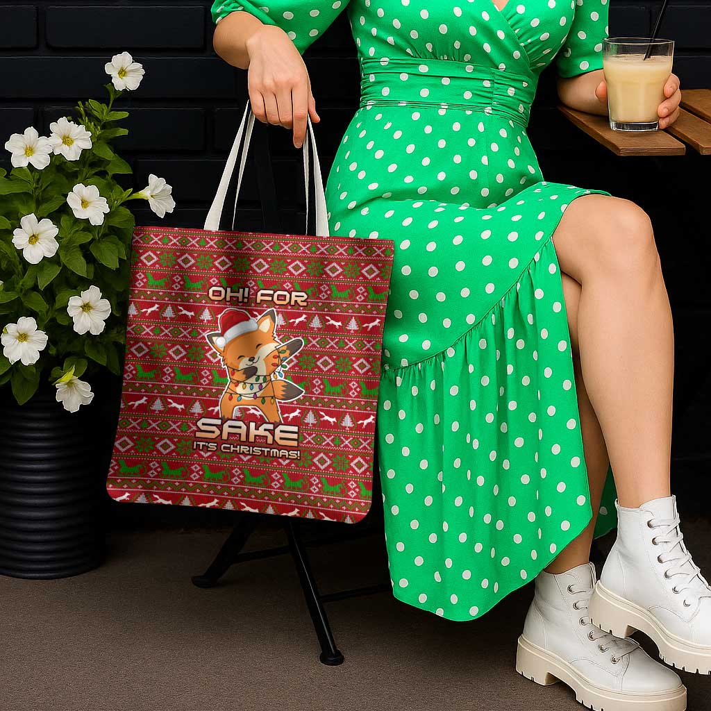 Oh For Fox Sake Christmas Tote Bag Xmas Holiday Patterns - Wonder Print Shop