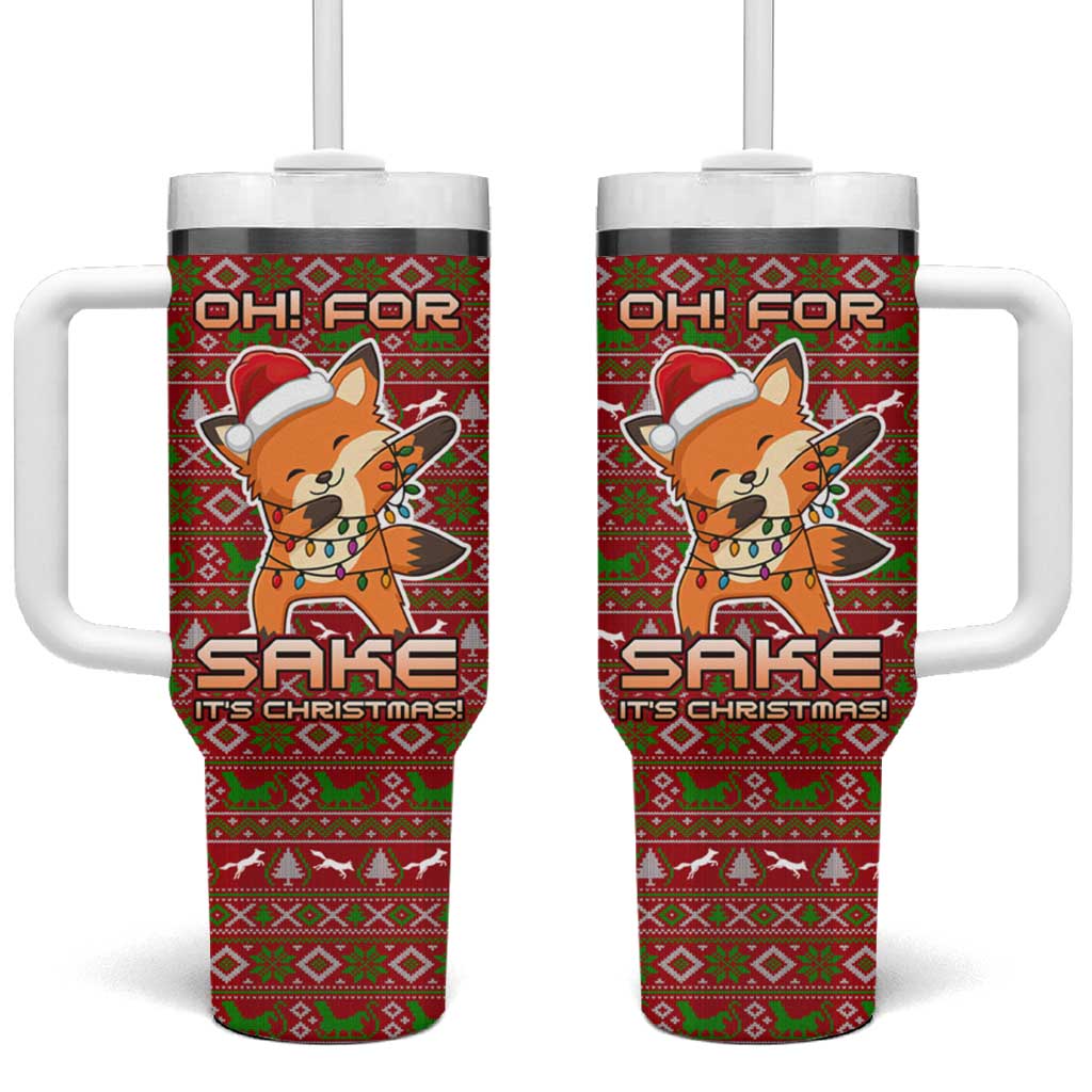 Oh For Fox Sake Christmas Tumbler With Handle Xmas Holiday Patterns - Wonder Print Shop