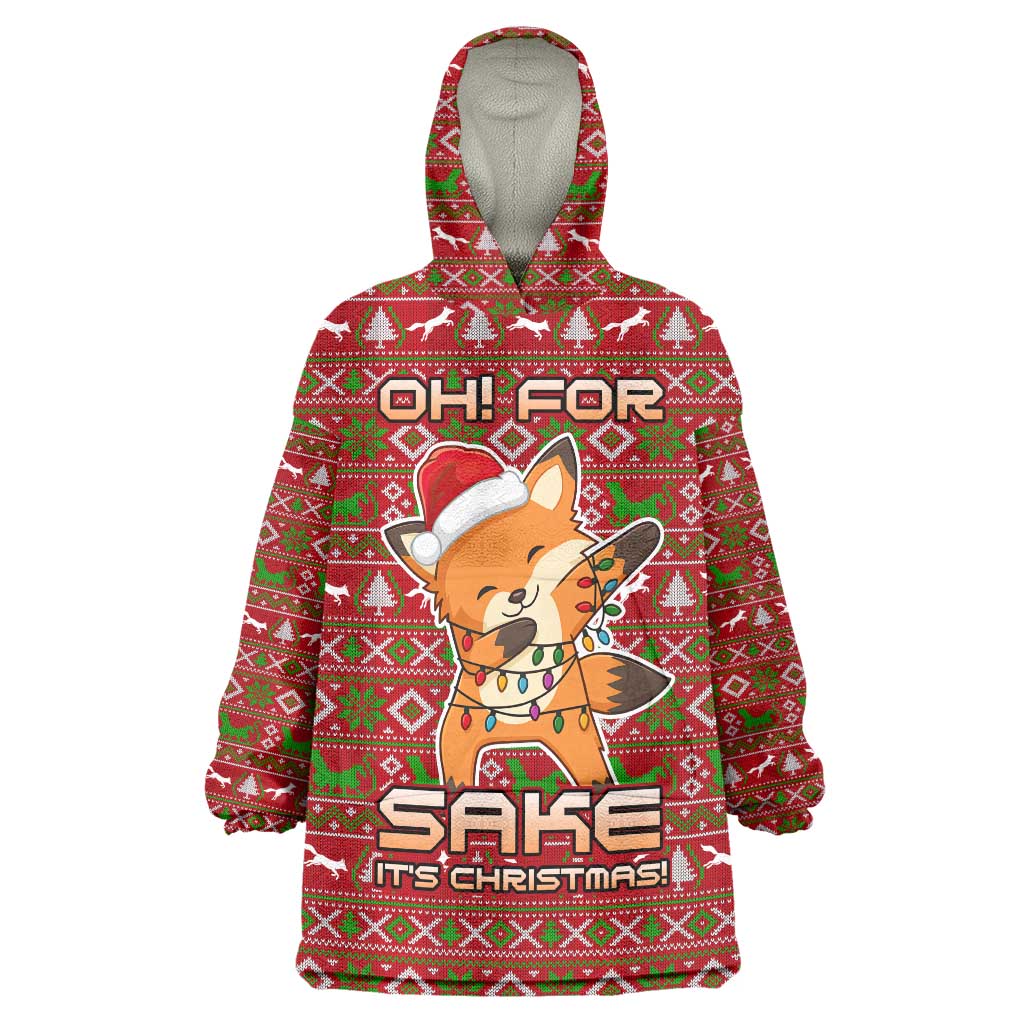 Oh For Fox Sake Christmas Wearable Blanket Hoodie Xmas Holiday Patterns - Wonder Print Shop