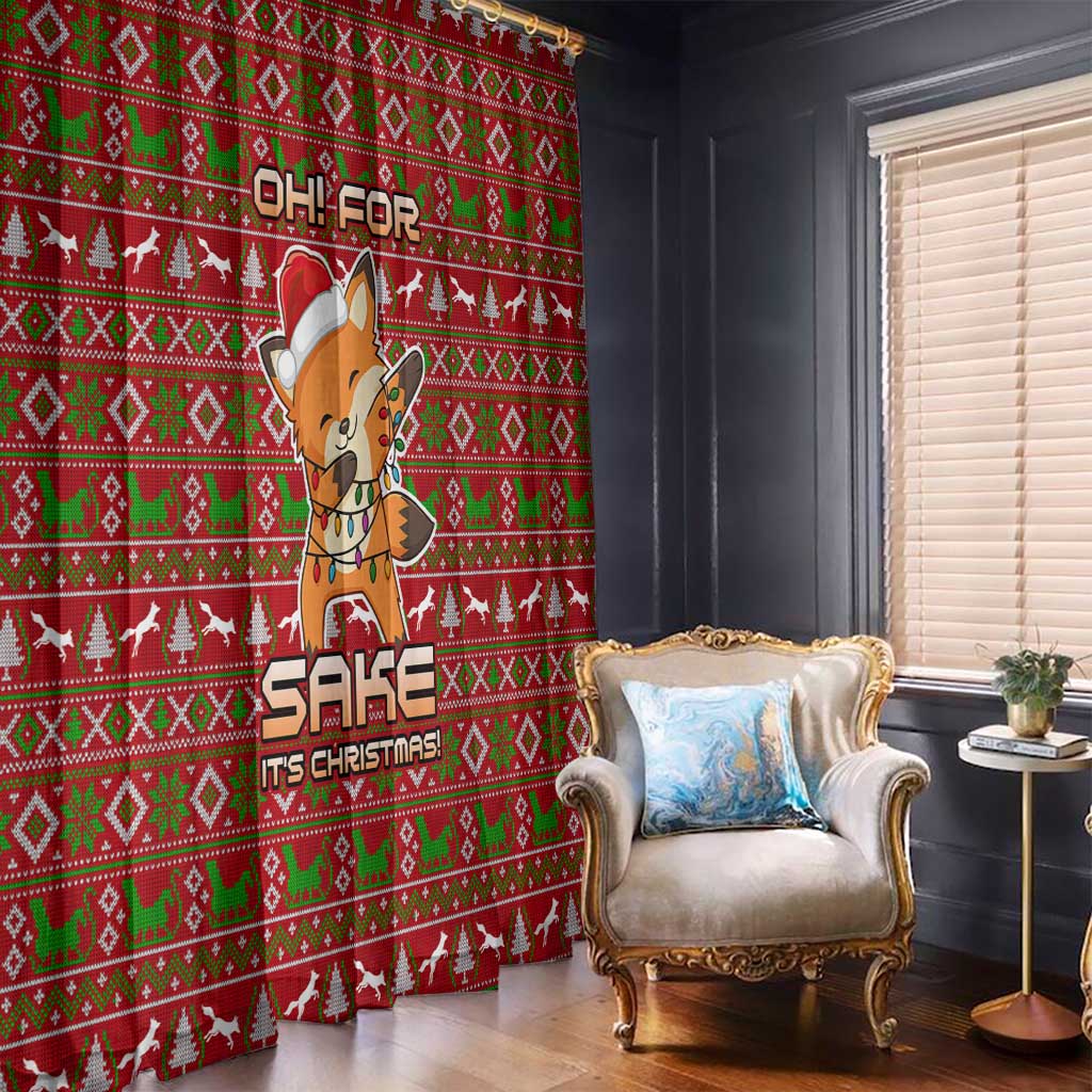 Oh For Fox Sake Christmas Window Curtain Xmas Holiday Patterns - Wonder Print Shop